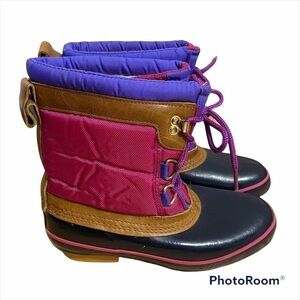 Lands End Duck Boots Pink Purple Leather 7 Women’s